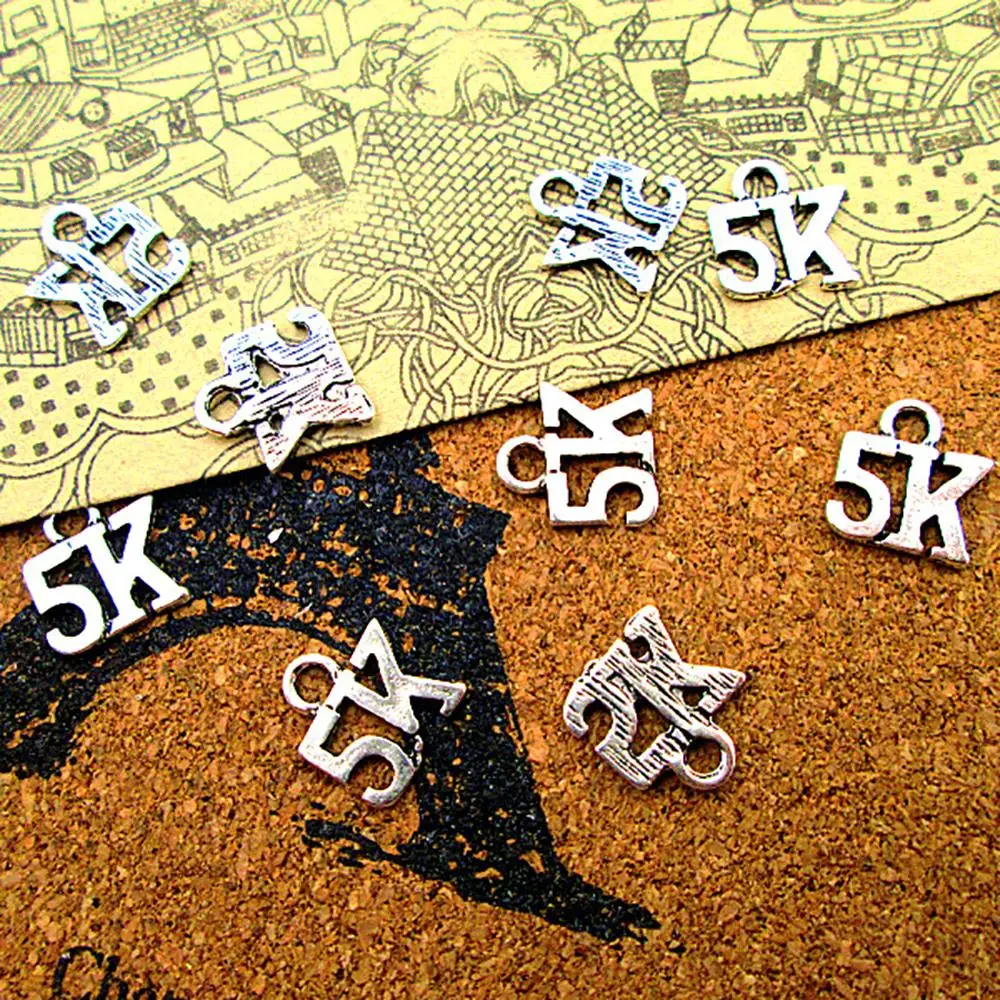 

200pcs--11x10mm Running Marathon 5K Charms For Jewelry Making Diy Findings Antique Silver Color Alloy Pendants