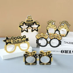 Black Gold Birthday Paper Glasses Happy 18th 40th 50th 60th Birthday Party Decoration 18 40 50 60 Year Photo Props DIY Gifts