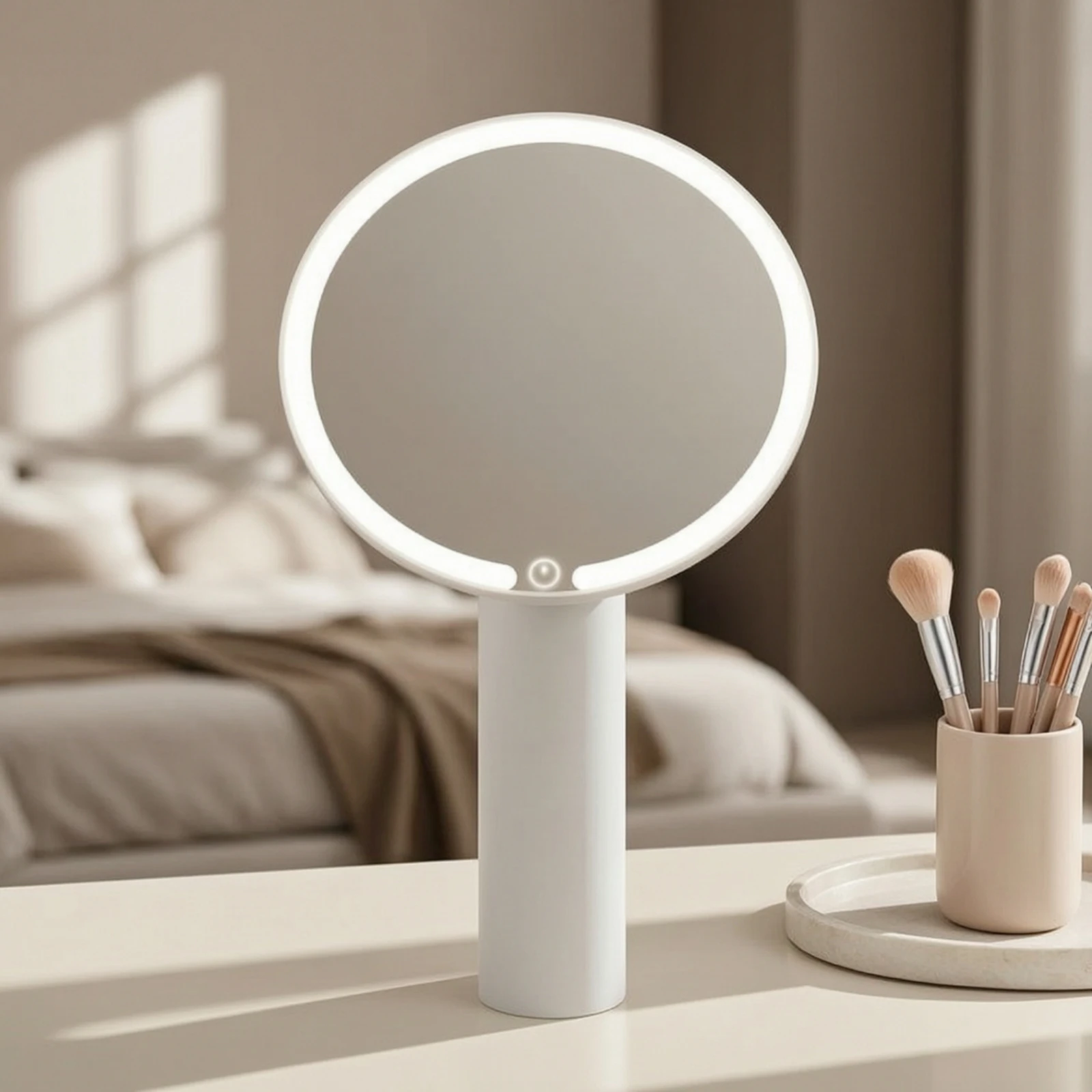 Rechargeable Makeup Mirror 90° Tiltable Rechargeable Vanity Mirror Portable Dimmable for Dorm Room, Travel