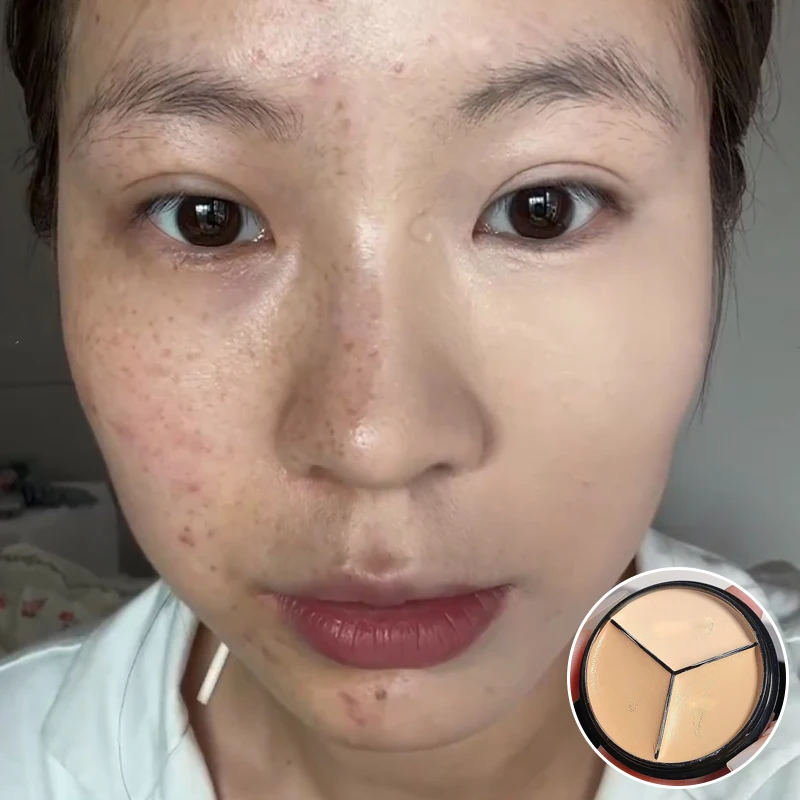 3 色コンシーラークリーム保湿カバーにきびスポットくま防水輪郭コンシーラーファンデーションクリーム顔化粧品