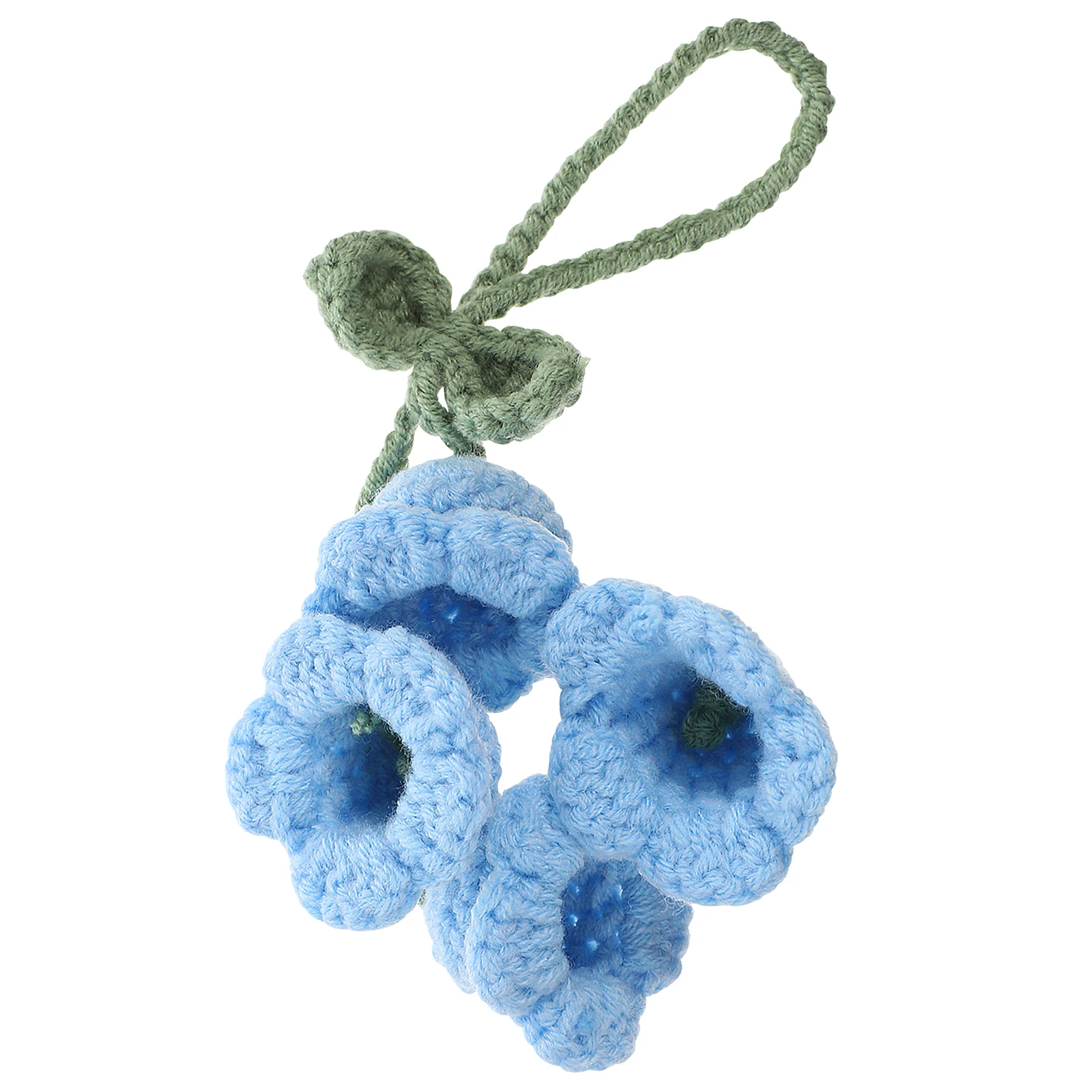 

Blue Bellflower Car nament Crochet Decoration Rearview Mirror Hanging Accessories Car Decor Sturdy Cotton Thread