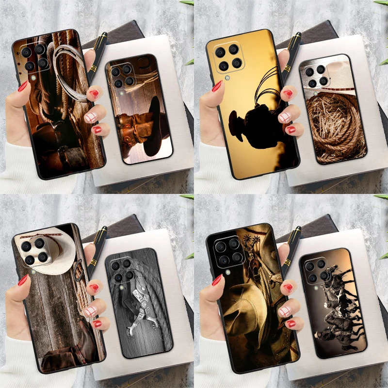 

Cowboy Cowgirl Boots Spur Hat Case For Samsung Galaxy M15 M55 M13 M23 M33 M53 M31 M51 M14 M34 M54 M20 M30s M12 M32 M52
