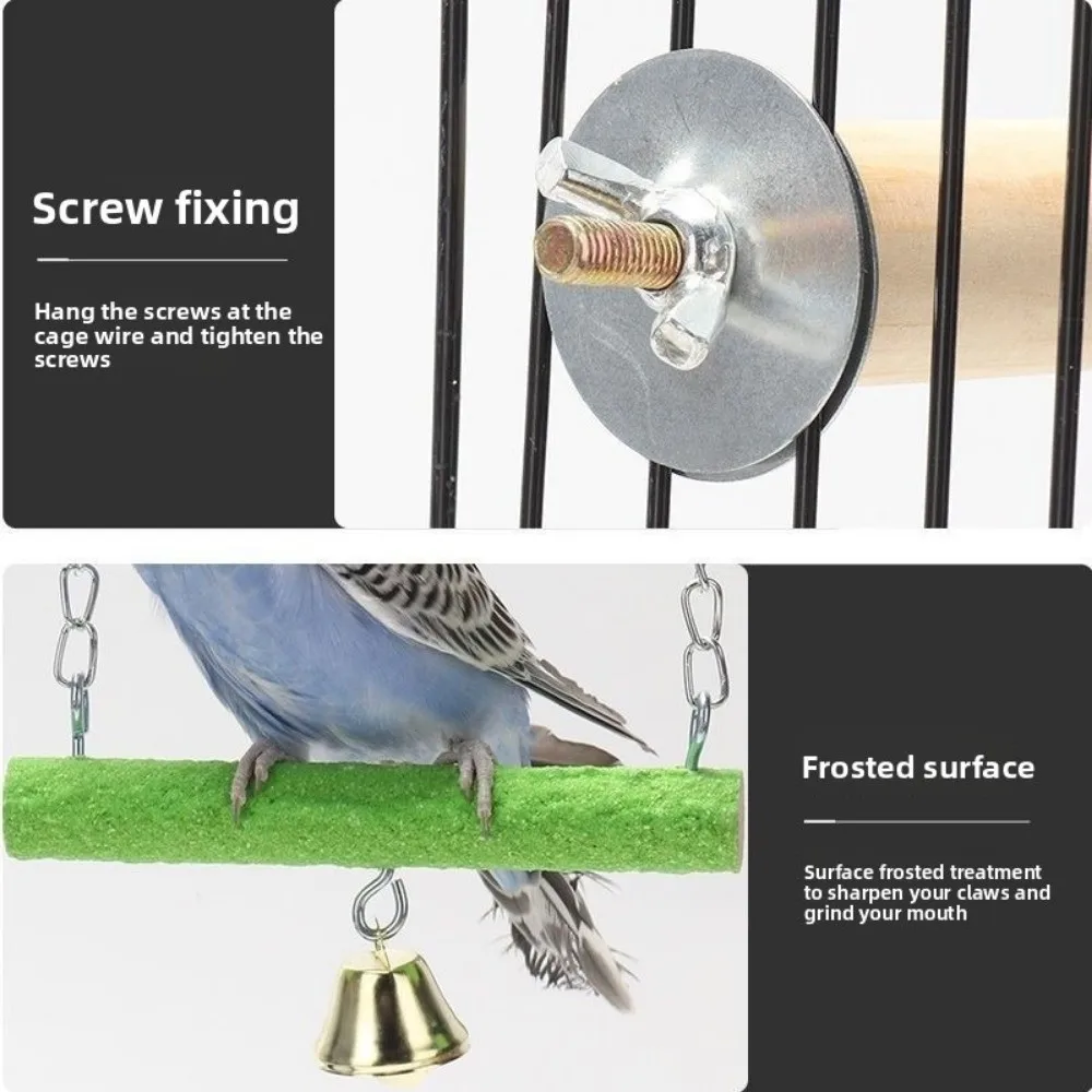 New Wood Parrot Suspension Bridge Toys Durable Claw Grinding Pole Standing Bracket Rod Bird Toys Birdcage Accessories view 2