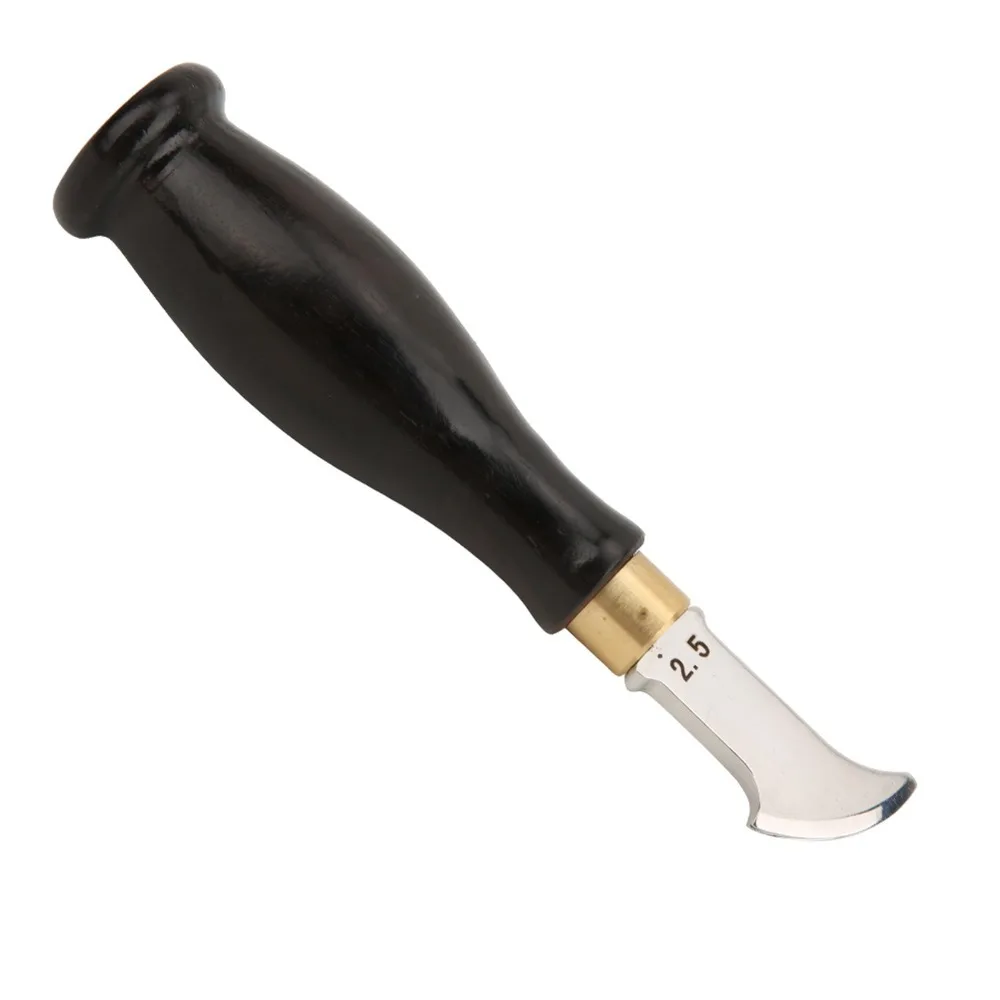 Fan-Shaped Head Leather Edge Creaser Stainless Steel Body Sandalwood Handle Edge Marking Tool Black Wood Handle