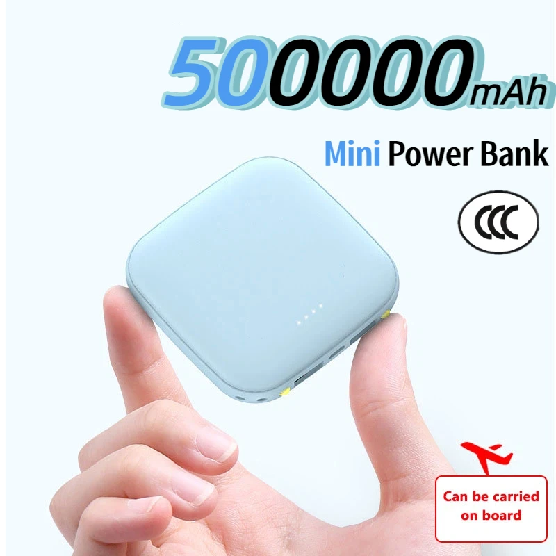 Портативное зарядное устройство (Power Bank) 500000 мАч с зеркальным экраном и LED-дисплеем для iPhone, Xiaomi, Huawei, Samsung