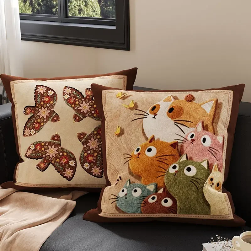 Cartoon Sofa Living Room Bedroom Throw Pillow Cover Soft Comfortable Dutch Velvet Pillowcase High End Skin-friendly Pillowslip