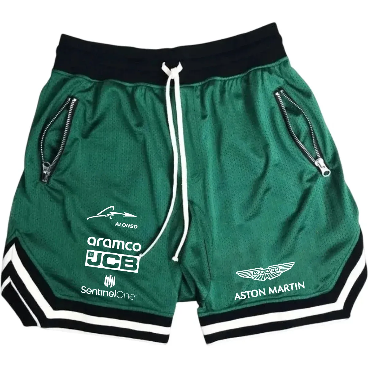 New Aston Martin Men's Slim-Fit Shorts - Single-Color Design, Comfortable and Breathable, with High-Quality Elastic Waist. Fast