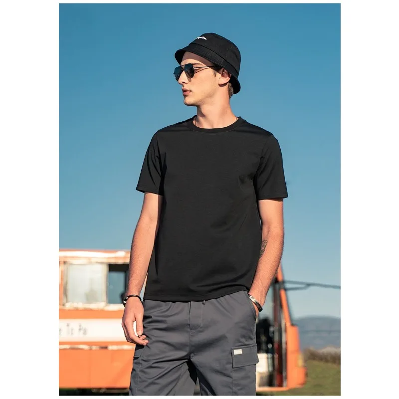 الرجال الراقية طاقم الرقبة تي شيرت كلاسيكي بلون قصيرة الأكمام الرجال والنساء أربعة مواسم ارتداء عادية اليومية الأساسية #1