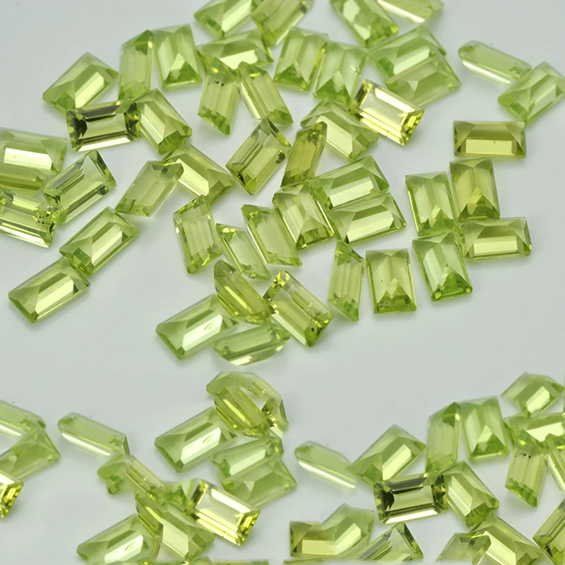 30pcs/lot Natural Stone Green Peridot Facet Rectangle Step cut 3x5mm-4x6mm Eye Clean Semi-precious Gemstone For Jewelry