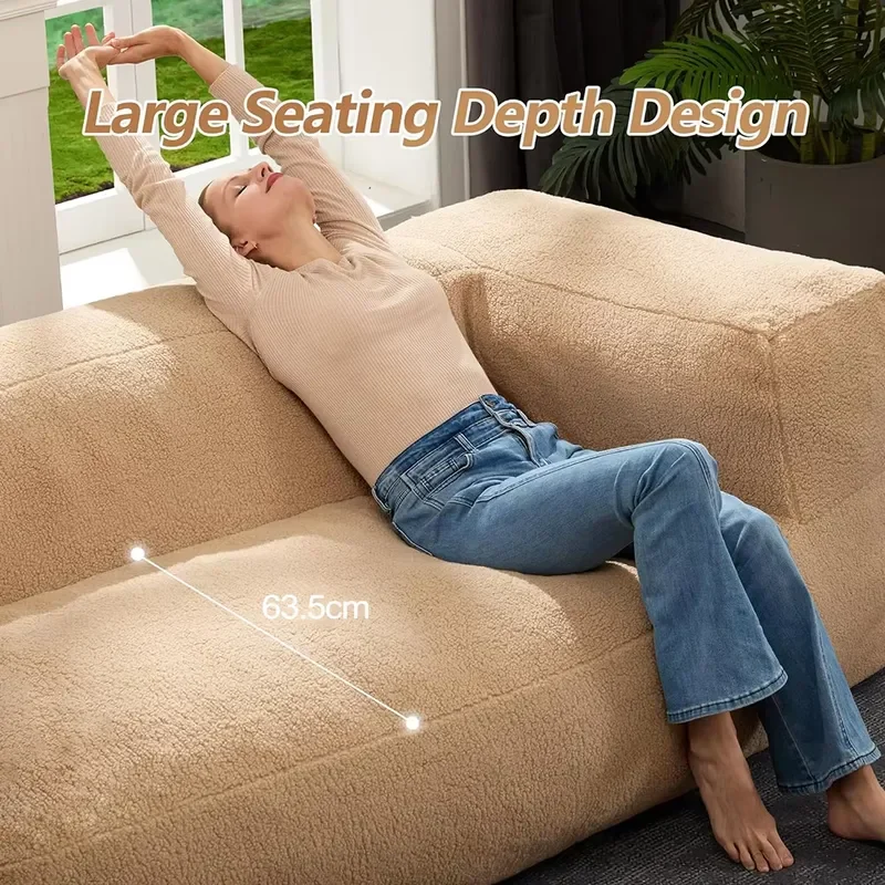 for Living Room Sofa Fabric Chair Modern Rectangular Soft Lazy Bean Bag with Ottoman Lazy Floor Sofa