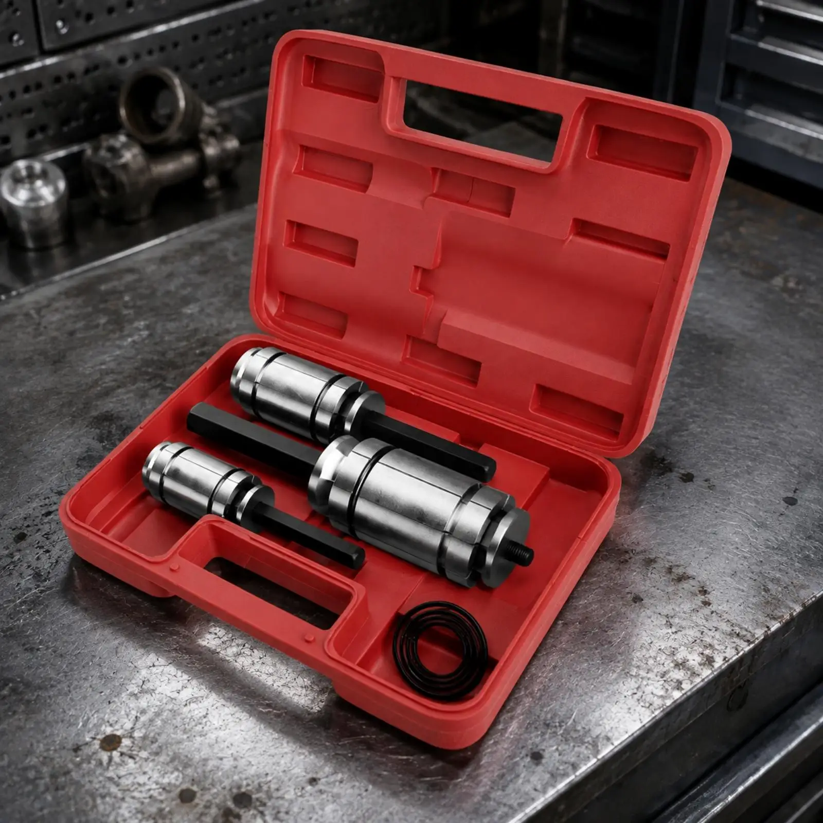 3 Piece Exhaust Expander Set with Threaded Drive Handle Carrying Case for Automotive and Motorcycle Repair