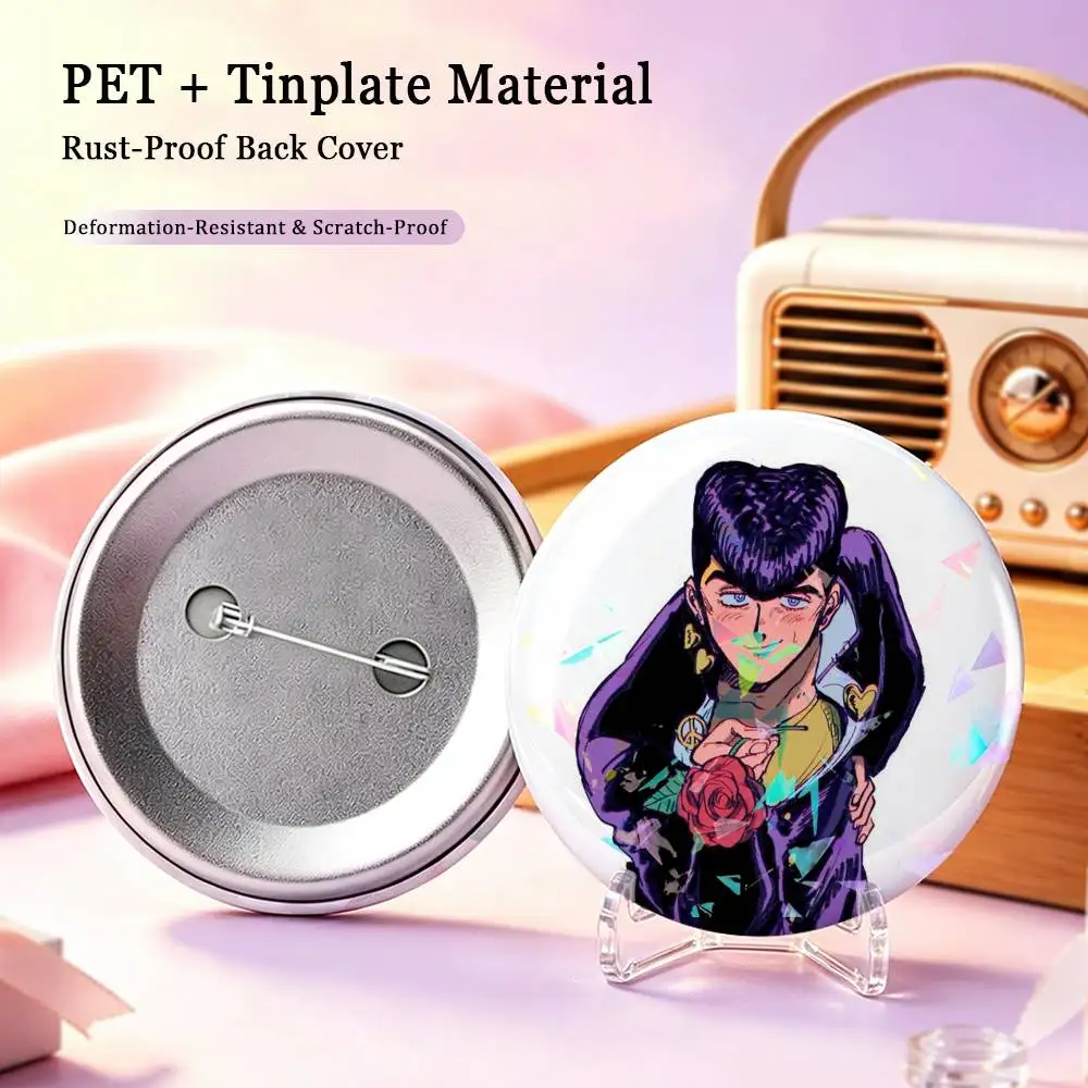 Tough Guy J-Josuke Higashikata Jojo Custom Tinplate Round Button Badge Pins Brooches