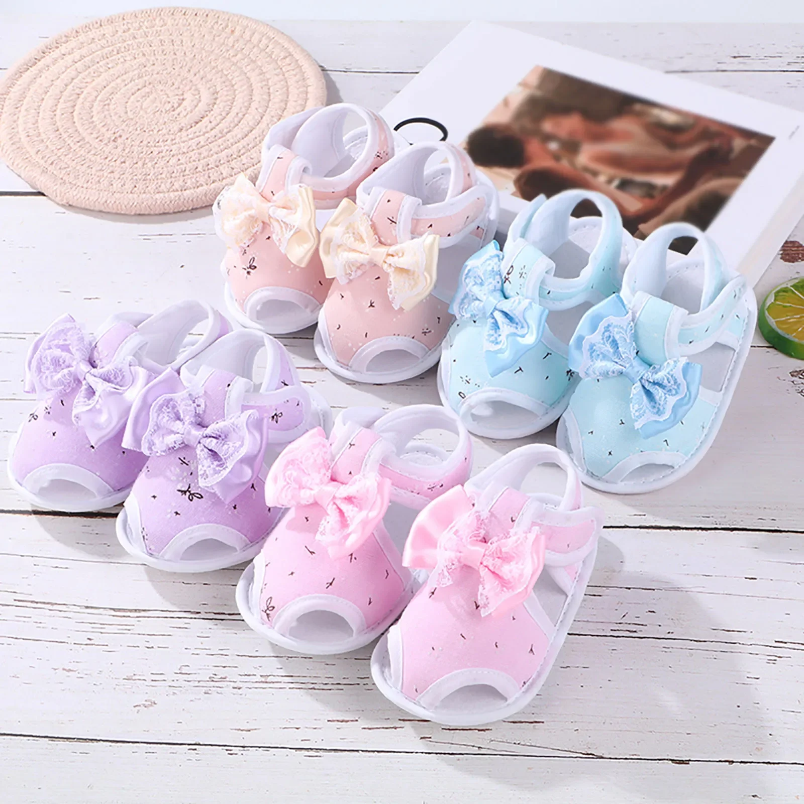 Children Sandals First Walker Fashion Breathable Holow Out Sandals Baby Girls Boys Soft Sole Shoes Summer Sweet Lace Bow Shoes