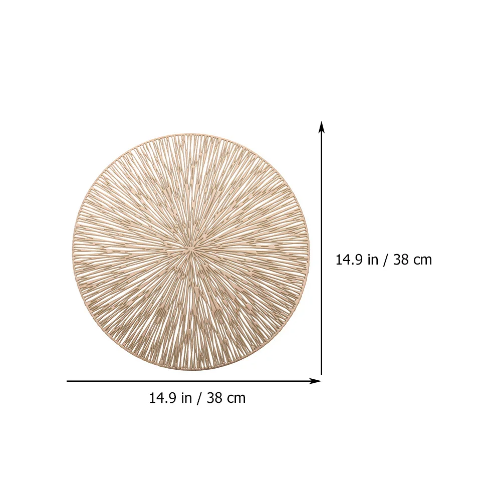 

2Pcs Heat Resistant PVC Placemats Round Cutout Tassel Decor Supple Table Mats for Dining Non Slip Insulation Kitchen Buffet