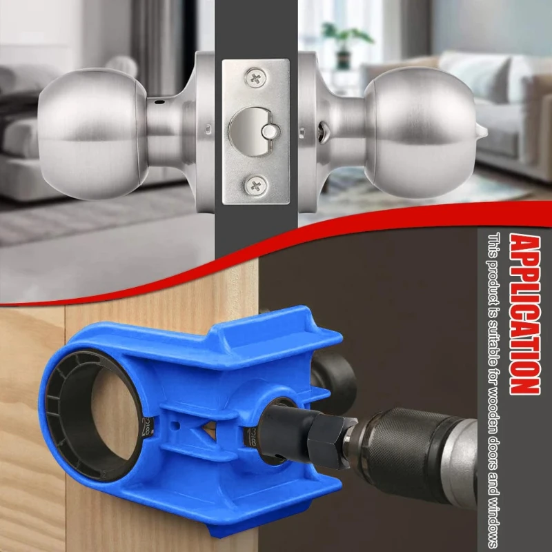 For Solid/Hollow Core Doors, Fall Home Improvement Tools Door Lock Installation Kit, Wood Door Hole Saw Cutter & Mortise Jig Set