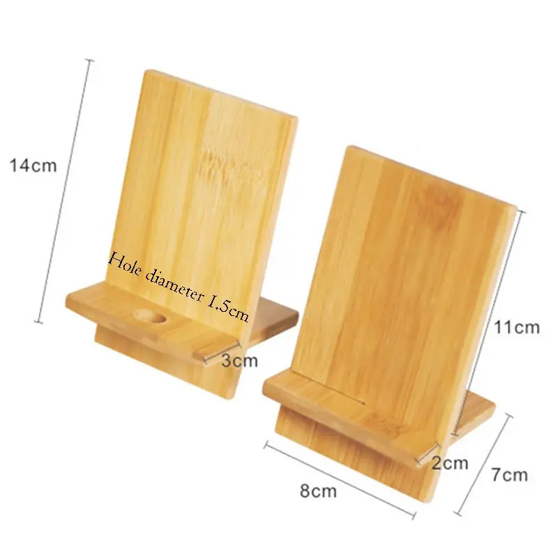 Bamboo Phone Stand Universal Mobile Phone Holder Mount Desktop Bracket Tablet Stands Smartphone Support with Charging Hole