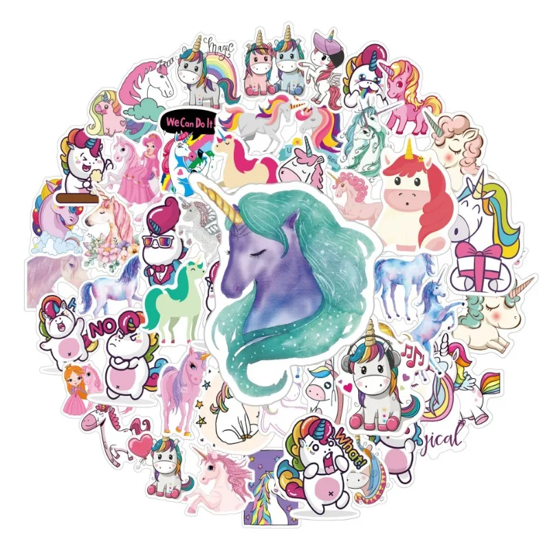 50pcs Unicorn Graffiti Sticker Suitcase Water Cup Stationery Mobile Phone Car Scooter Laptop Refrigerator Decoration Sticker