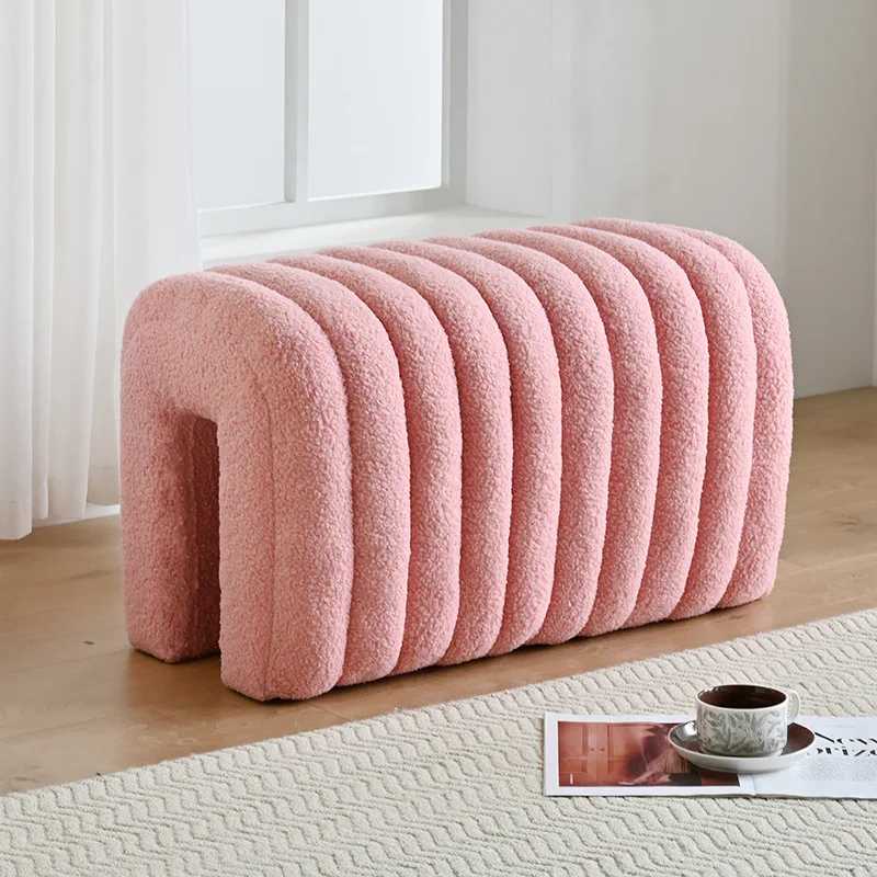 Creative Nordic shoe changing stool bedside arch bridge bench bedroom makeup stool living room sofa foot rest soft bench square