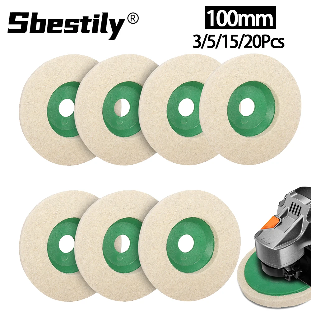 

3/5/15/20 шт. 100 мм (4 дюйма) войлочные диски для шлифовки, абразивные круги из шерсти, грубые войлочные круги для угловой шлифмашины, для шлифовки металла, мрамора, дерева