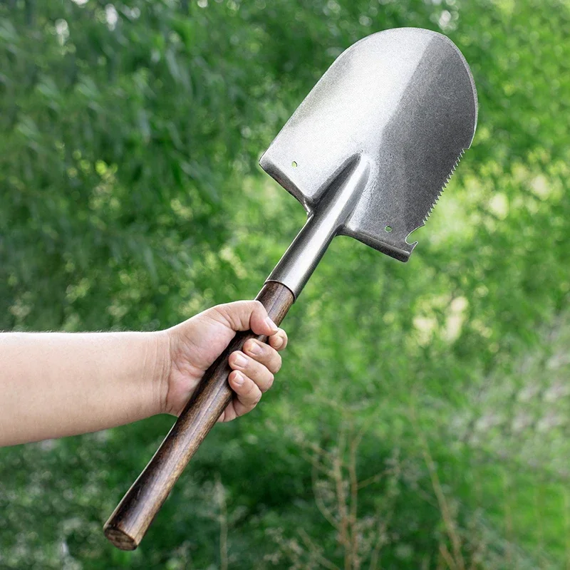Sapper Shovel Outdoor Camping Shovels Garden Gardening Hand Spade Travel Survival Multifunctional Spades with Wooden Handle