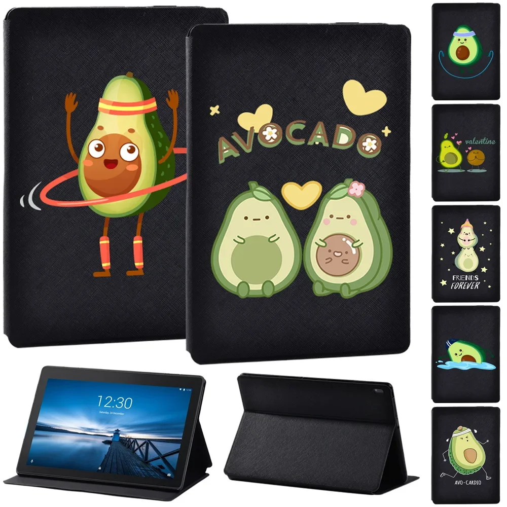 

Case for Lenovo Tab E10 10.1"/ 10.1 Printed Avocado PU Leather Tablet Protective Stand Folio Shell Cover+ Stylus