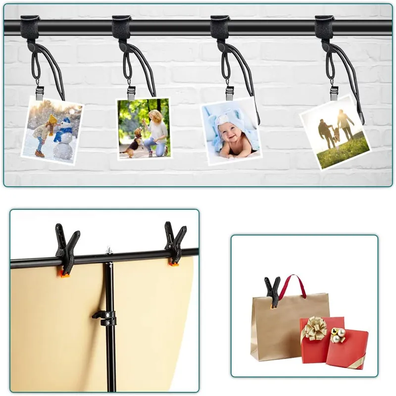 写真撮影用の背景クランプ,調整可能な弾性コード付きクリップ,12個