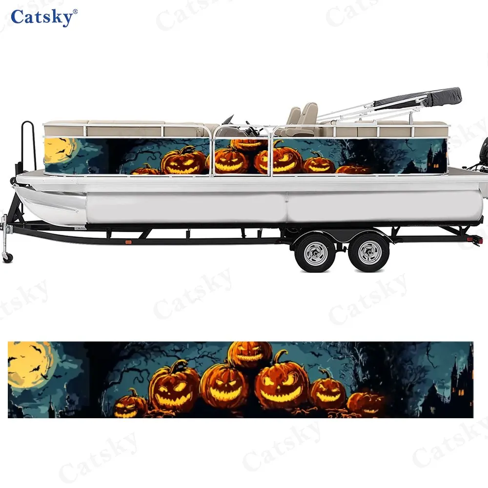 هالوين اليقطين ابتسامة توهج الظلام القلعة الخفافيش قارب ملصق الفينيل السفينة عائم سطح السفينة قارب الصيد الزخرفية عائم قوارب مائي