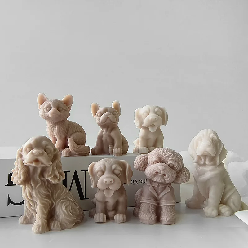 

9-Piece Set Of Dog Candle Molds 3D Animal Dog Silicone Molds Handmade DIY Aromatherapy Candles Soap Gypsum Casting Molds