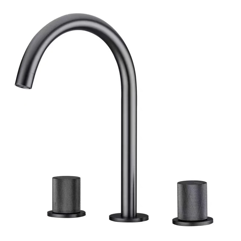 

Top Quality Brass Bathroom sink faucet Modern 3 Holes 2 Handles Lavabo faucet Luxury wash basin Tap Black washbowl faucet,Gold