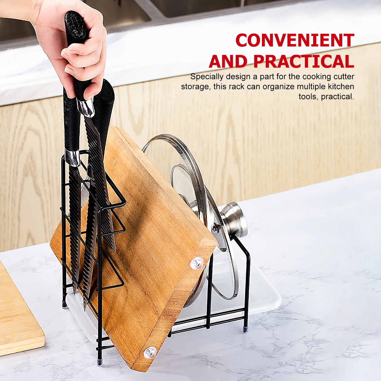

Stainless Steel Lid Organizer Detachable Tray Kitchen Cabinet Storage Baking Sheet Cutting Board Holder Pot Rack Under Sink
