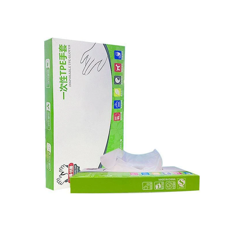 100 unids/caja guantes sin látex TPE guantes desechables transparentes antideslizantes ácido trabajo seguridad grado alimenticio guantes de limpieza del hogar