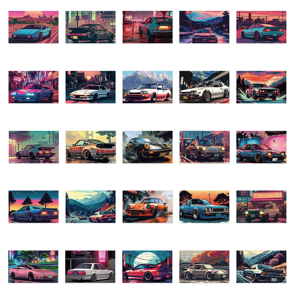 10/30/50pcs Japan JDM Retrofit Racing Stickers Classic Cool Cartoon Car Decals DIY Motorcycle Laptop Phone Bike Sticker Packing