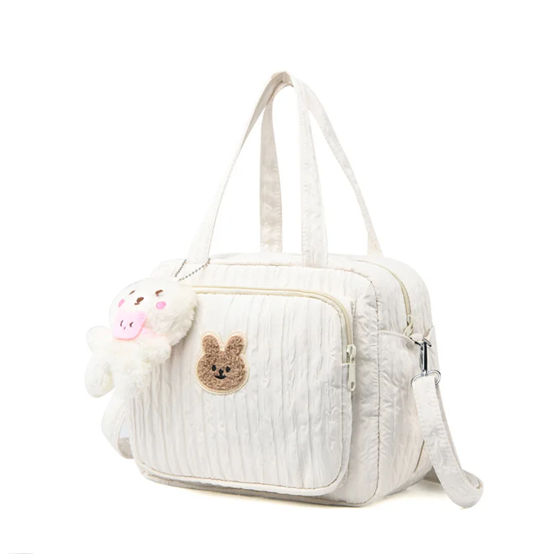 Cute Rabbit Embroidery Mommy Bag Fashion Diaper Bags for Baby Zipper Multifunctional Women Handbag Portable Stroller Nappy Bag