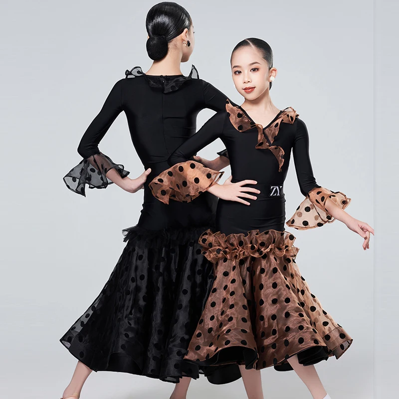 Abiti professionali per balli da sala per bambini Valzer per ragazze Abiti da ballo moderni Costumi per spettacoli di danza latina SL11994