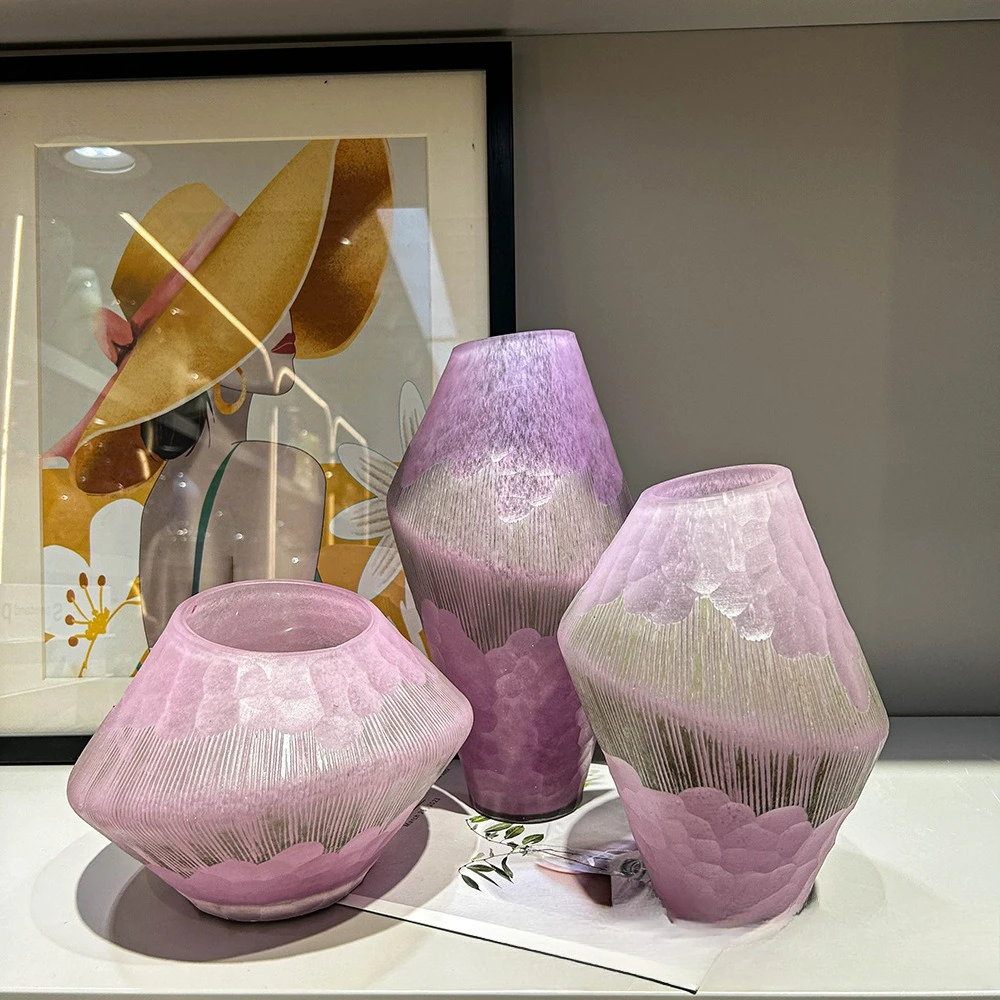 Inventory LiquiLight luxury high-end pink flower bottle dining table  ornament model room flower arrangement decorative