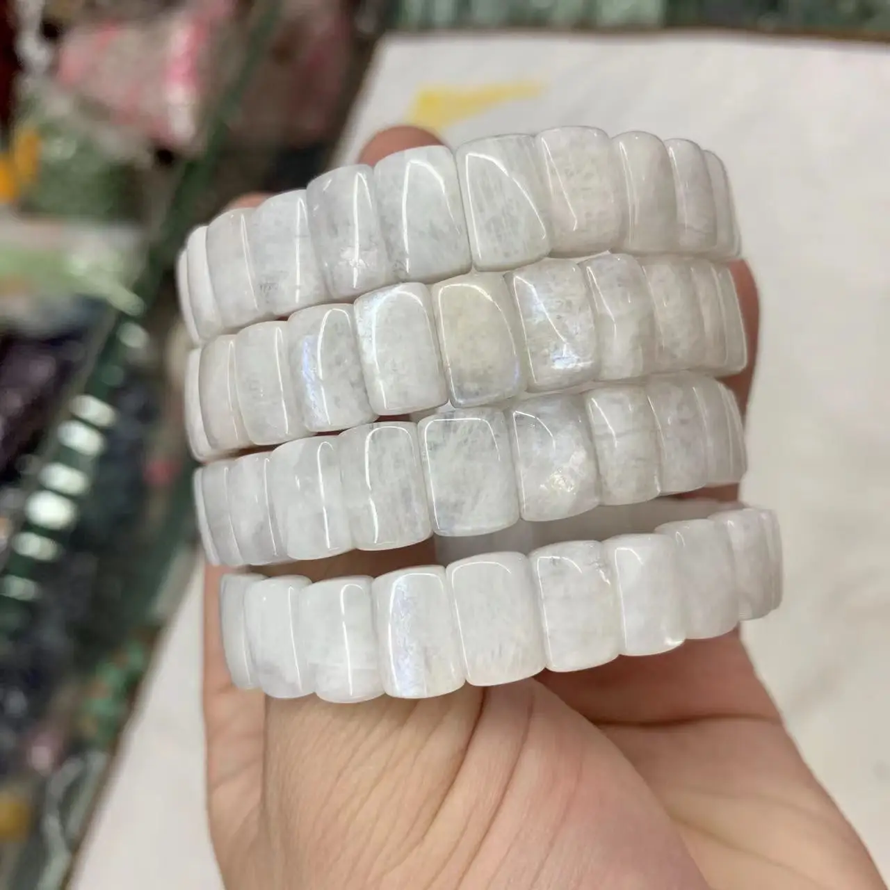 Pure Moonstone Beads Bracelet Natural Gemstone Diy Jewelry Bangle For Woman For Man Wholesale !