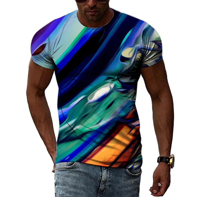 New 3D Graffiti Hip Hop Harajuku Ptinted Men T-shirts Summer Fashion Casual Street Style Tee Trend Personality Short Sleeve Tops