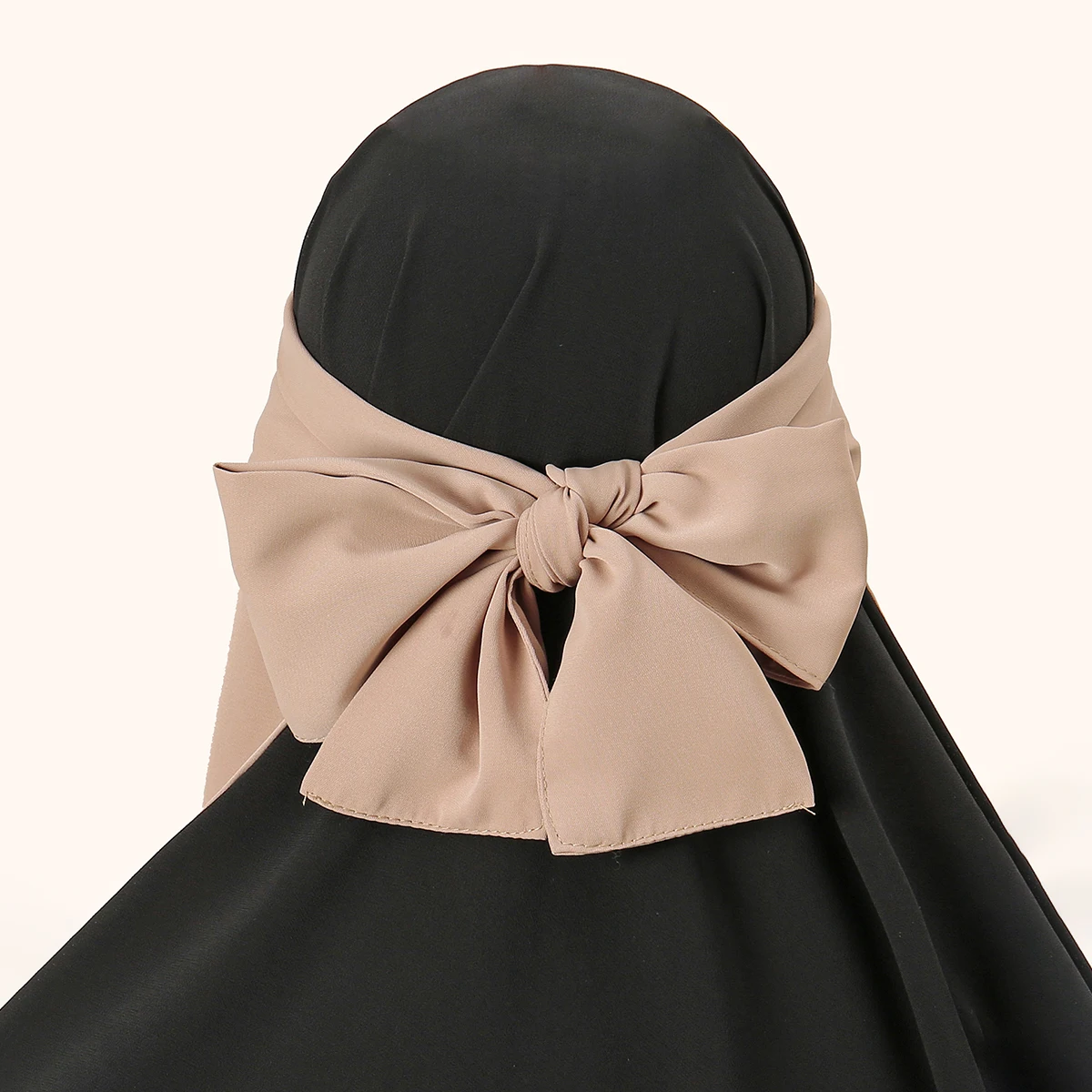 Wholesale Solid Color Muslim Face Cover Hijab Hat Pull On Islamic Scarf Tie Back Headcover Soft Niqab Women Headwrap Mask Turban