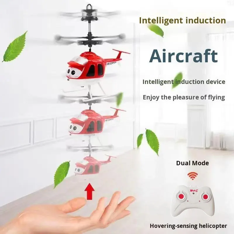 Mini avión eléctrico de juguete para niños con Control remoto, Sensor infrarrojo, helicóptero de inducción manual, Dron volador de juguete