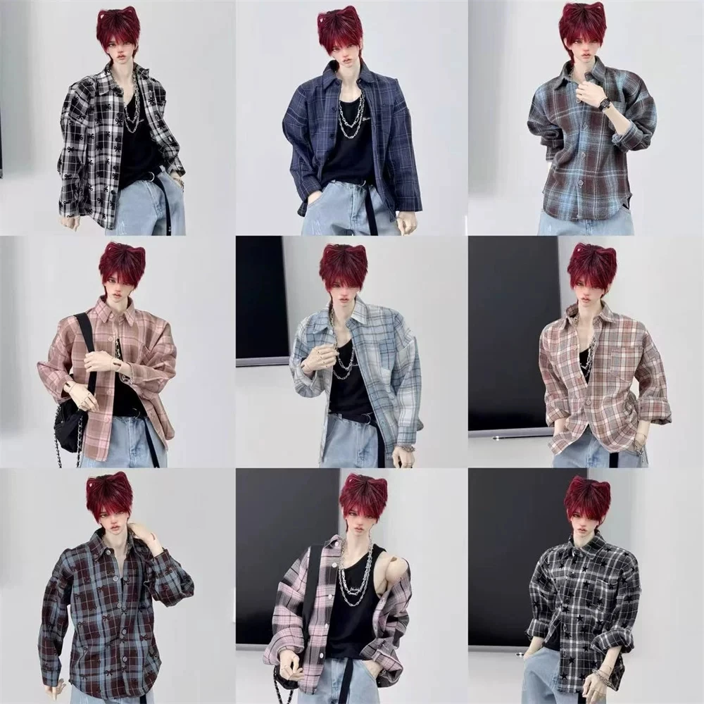 

Рубашка в клетку разных цветов для кукол BJD ID75, одежда для кукол, подарки, игрушки, стильный молодежный топ, универсальные повседневные аксессуары для кукол