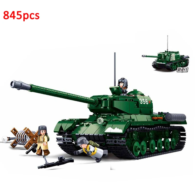 Military WW2 Normandy Landings Cannon Assault Armored Vehicle Battle Tank Car Truck Army Figure Weapon Building Blocks Model Kid