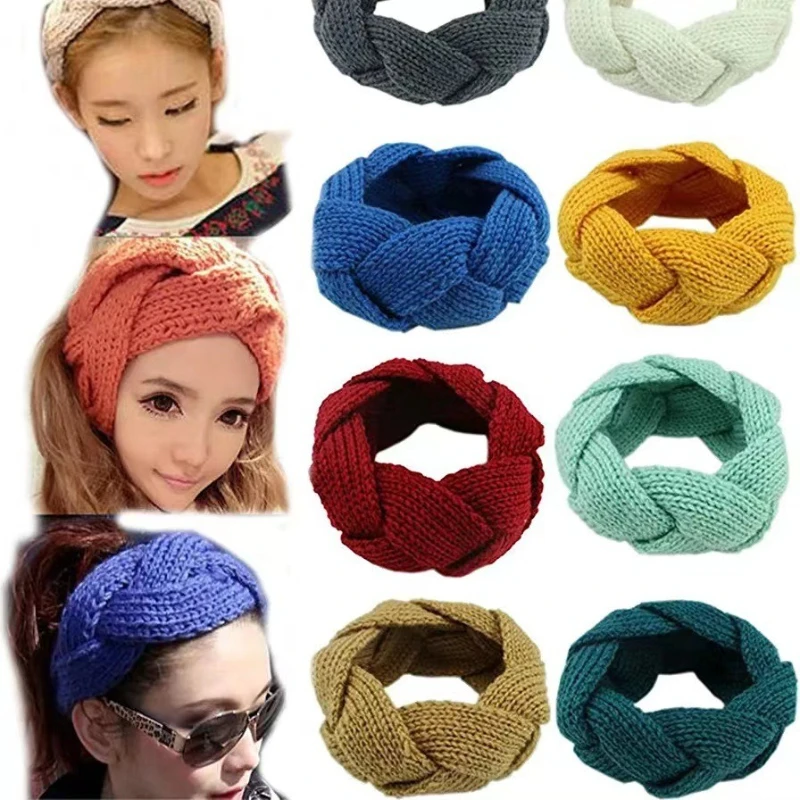 

Handmade Woolen Hairband Women's Wide Three-strand Twist Braid Warm Ladies Hair Ring Band Fashionable Hair Accessories