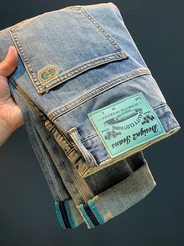 Summer Slim Fashion Jeans for Men's 2024 New Heavy Industry Embroidered Casual Slimming Harlan Pants