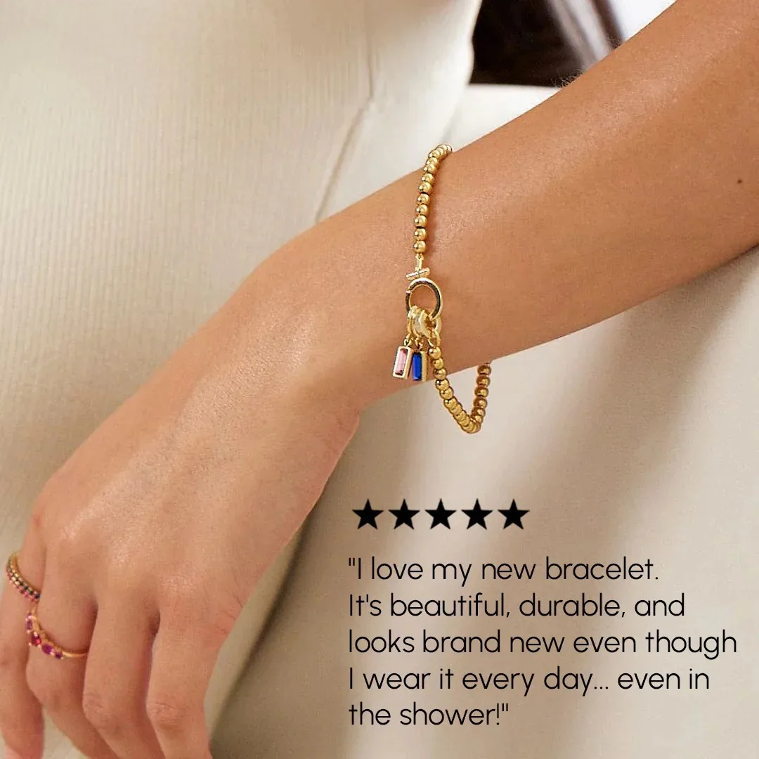 

Custom Birthstone Bead Bracelet Personalized Dainty Jewelry Gift for Her Birthday Christmas 18K Gold Plated Stainless Steel