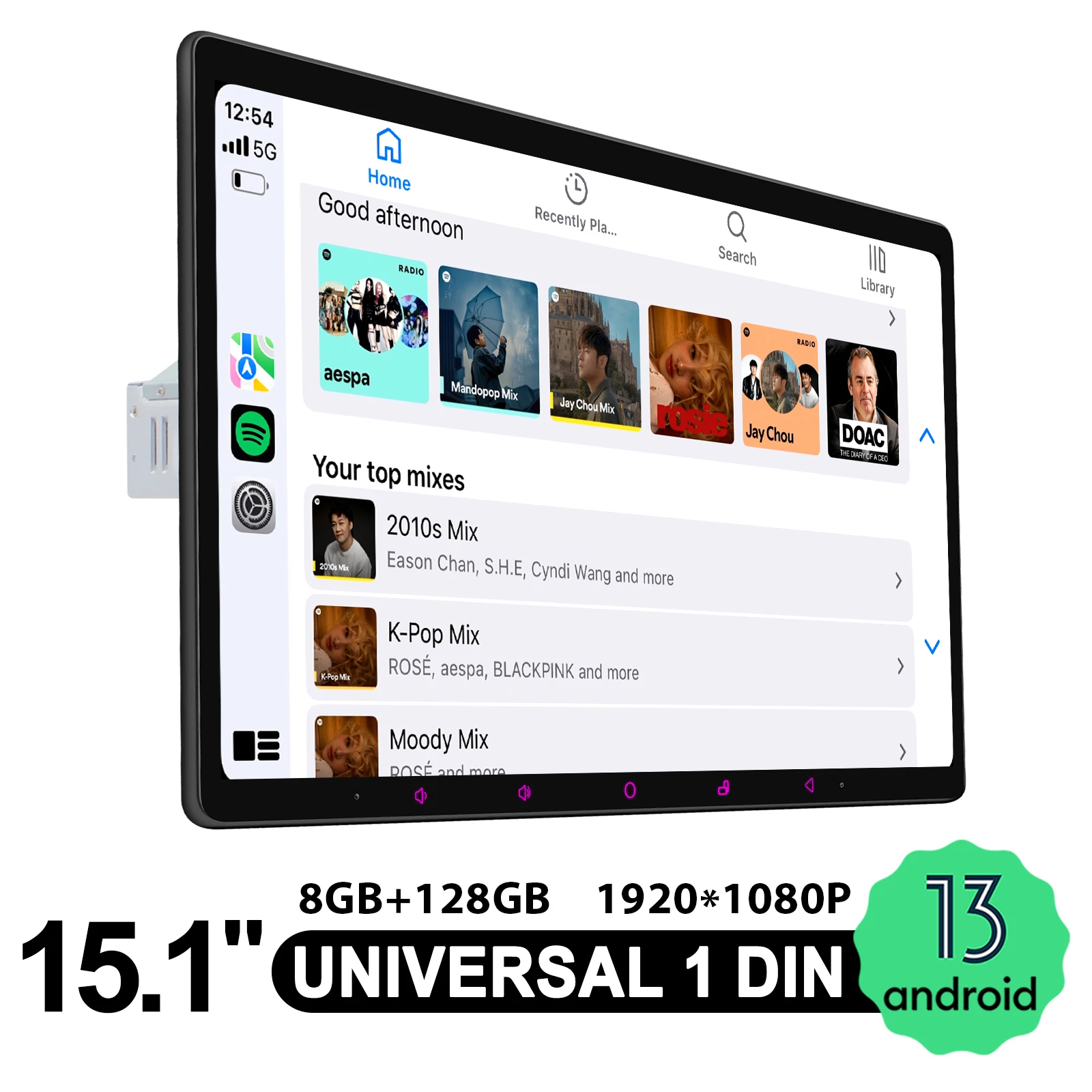 

Large Screen 15.1"1080P Android 13.0 Car Stereo Radio 8GB RAM 128GB ROM With CarPlay Android Auto Universal Head Unit Single Din
