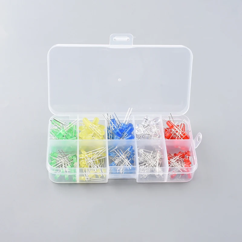3MM 5MM Light Emitting Diodes Electronics Kit Box F3 F5 LED Diode Assorted Kit White Green Red Blue Yellow Orange