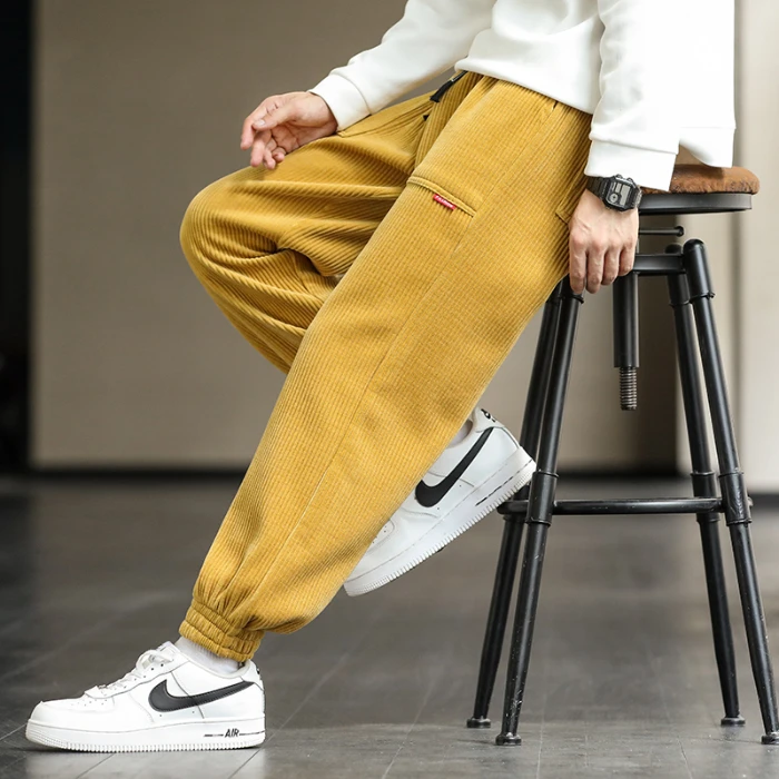 New Oversized M-8XL Pants Corduroy Casual Autumn And Winter Leggings Harun Young Sweatpants Wide Loose Pants New Arrivals