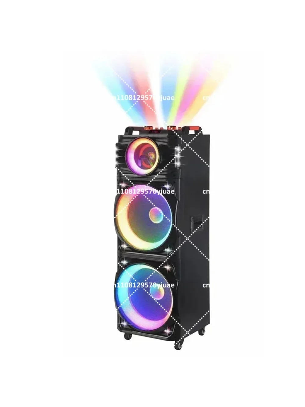 15 Inch Dual Bass Portable Trolley Speaker, Outdoor Wireless Sound Box With Microphone Remote Control
