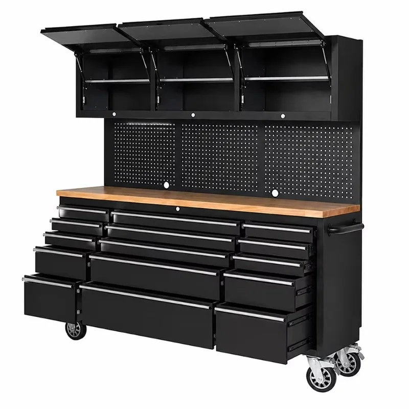 Combination Tool Workbench Chest Mobile Customized Drawers Trolley Garage Rolling 72 Inch Steel Lockable Tool Cabinet