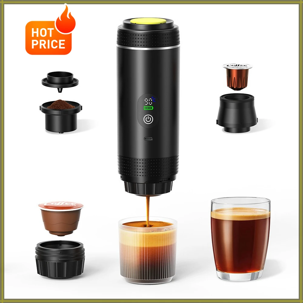 High Quality 3-in-1 charging Italian-style espresso capsule coffee machine, outdoor portable and heatable coffee maker